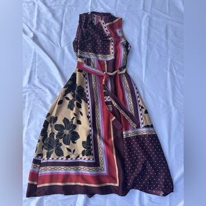 Ann Taylor Burgundy and Cream Floral Maxi Dress